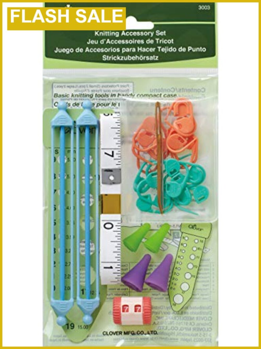 Knitting Accessories Set with Clear Case Gauge Holders Markers Counter